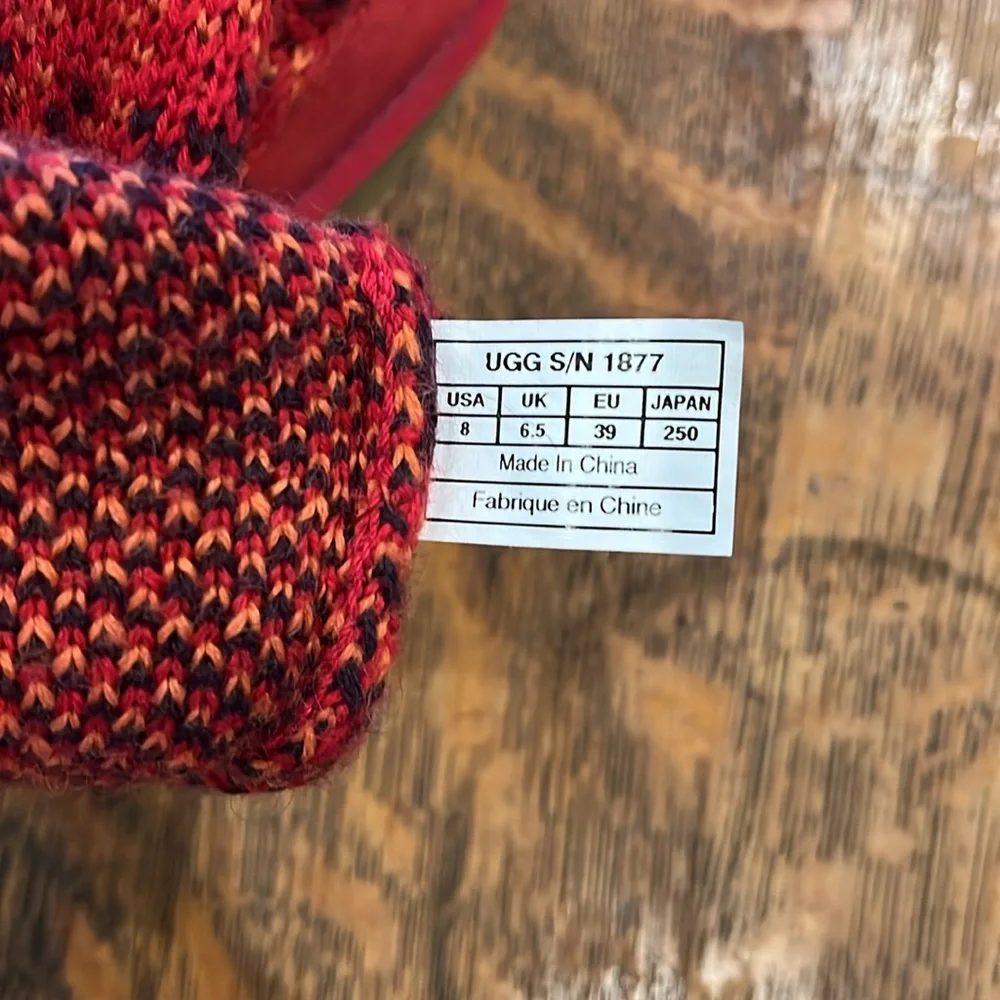 UGG Red & Black Vibrant Plaid Tall Knit Boots; Size 8 - Picture 7 of 8